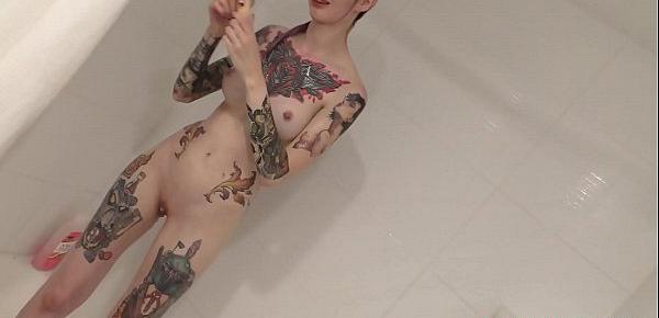  Sexy Tattoo Model Flame Jade Showering Her Sexy Nude Body
